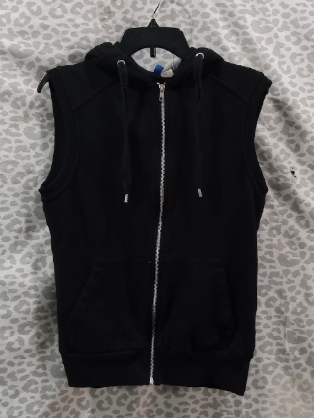 H&M Women's Sleeveless Zip-Up Black Hoodie Sweatshirt
